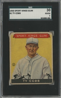 1933 Goudey Sport Kings Gum #1 Ty Cobb – SGC 30 GD 2
